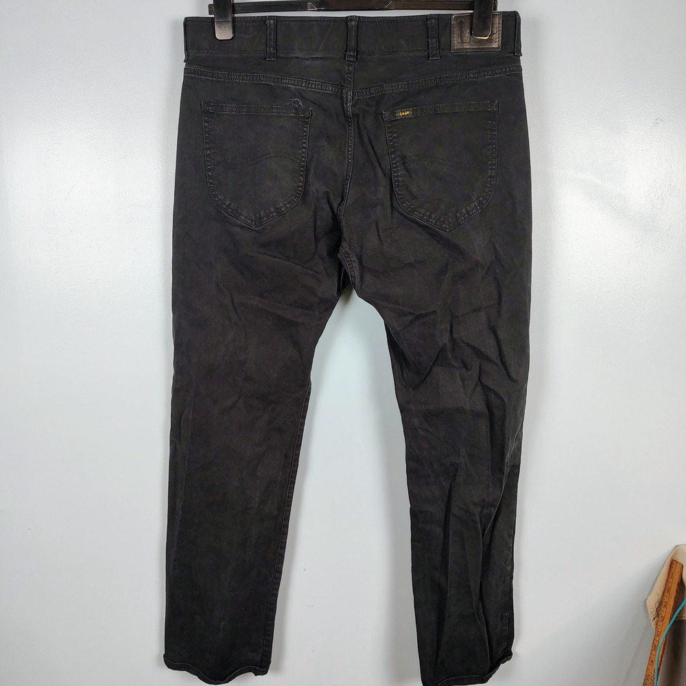 Lee Mens 38x32 Slim Straight Pants Black Stretch Cotton Gorpcore Minimalist - Picture 3 of 9